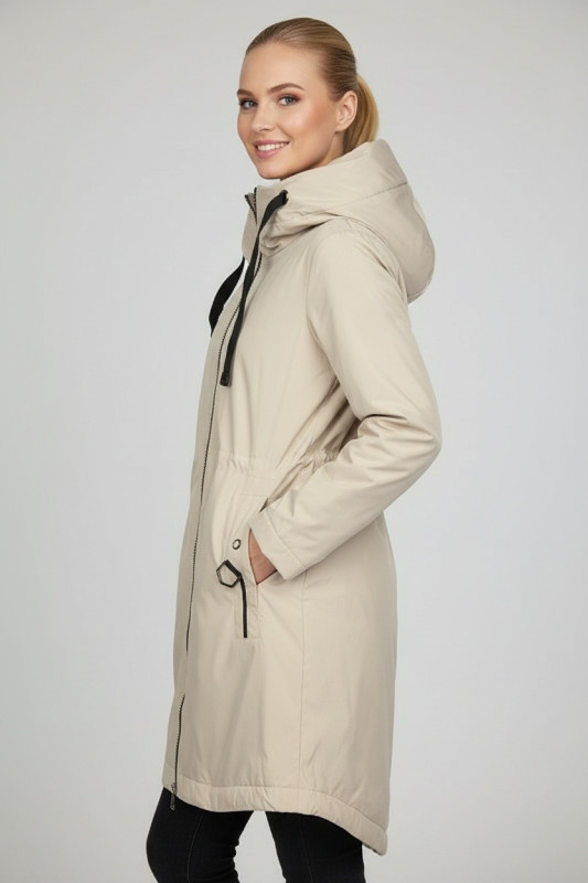 Prechodná bunda s kapucňou krémová