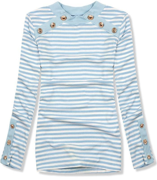 Baby blue pruhované strečové tričko