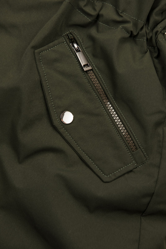 Khaki parka s odnímateľným kožušinovým lemom