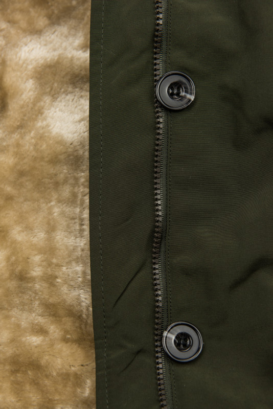 Khaki parka na jeseň/zimu s odnímateľným futrom