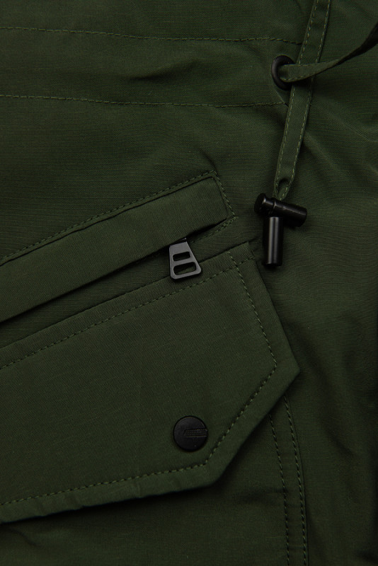 Khaki parka s ecru teplou podšívkou