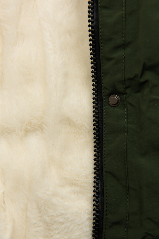 Khaki parka s ecru teplou podšívkou