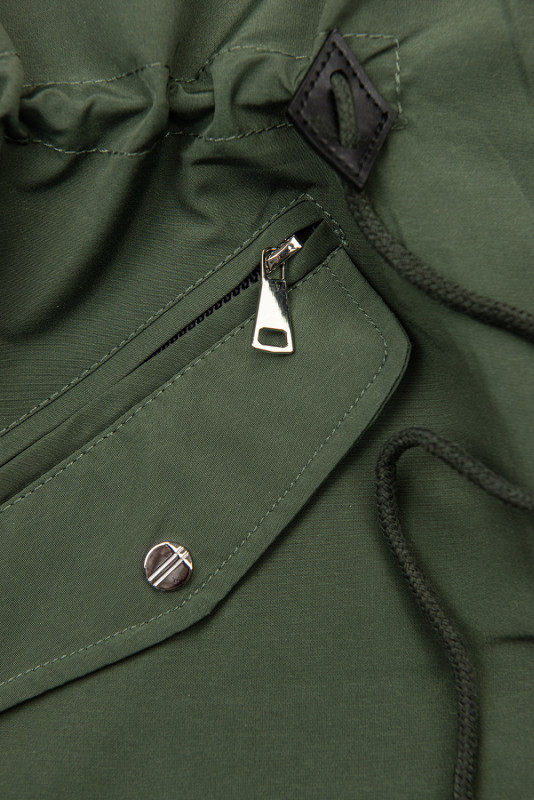 Ľahká obojstranná prechodná parka khaki/čierna
