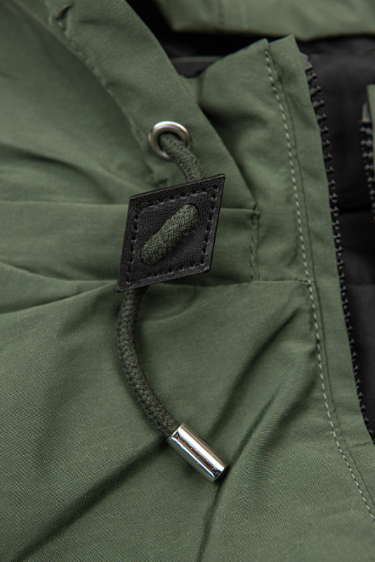 Ľahká obojstranná prechodná parka khaki/čierna