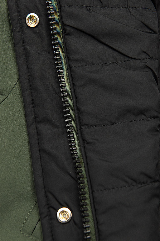 Prechodná parka obojstranná khaki/čierna