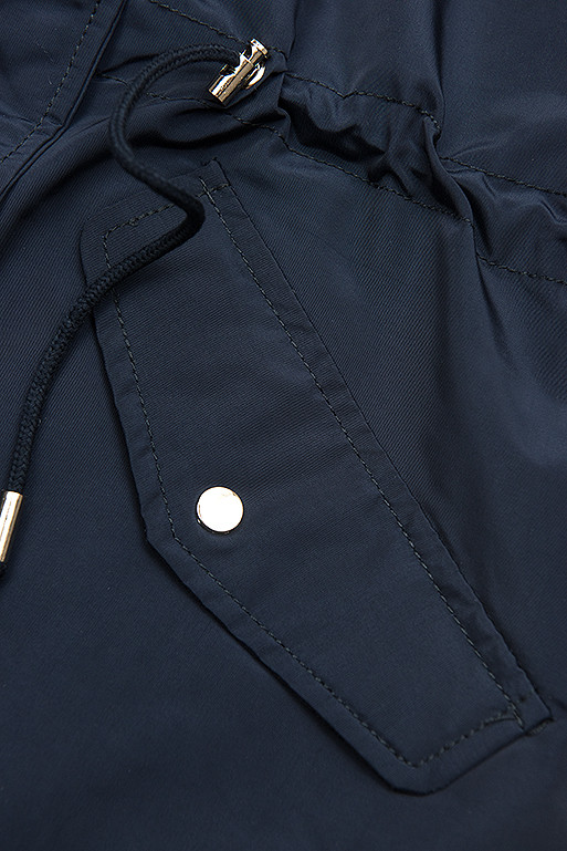 Tmavomodrá basic jarná parka s kapucňou
