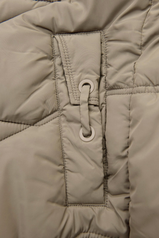 Elegantná zimná bunda s kožušinou, béžová