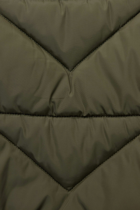 Elegantná zimná bunda s kožušinou, khaki