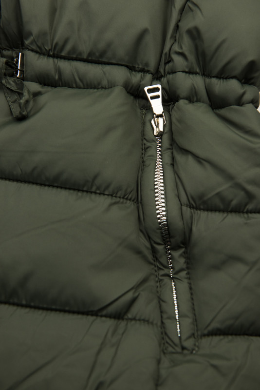 Khaki/zelená obojstranná zimná parka