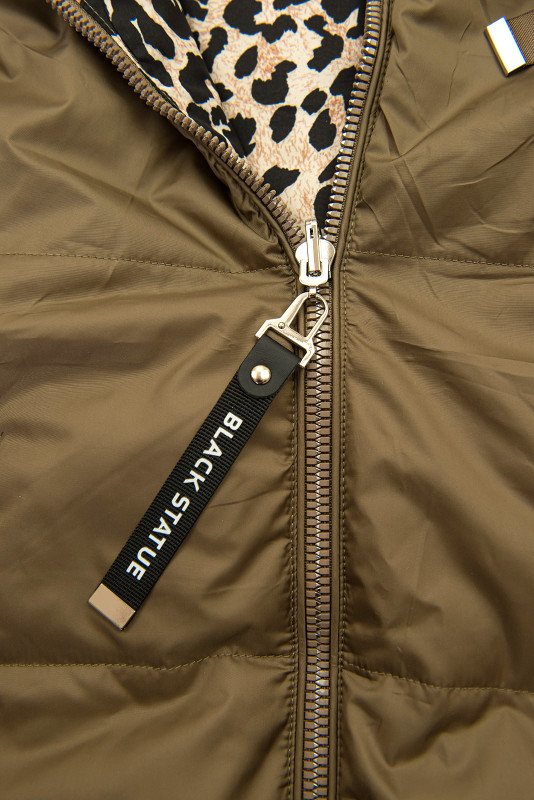 Obojstranná vesta s leopardím vzorom hnedá