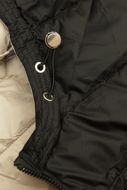 Obojstranná bunda s kapucňou čierna/béžová