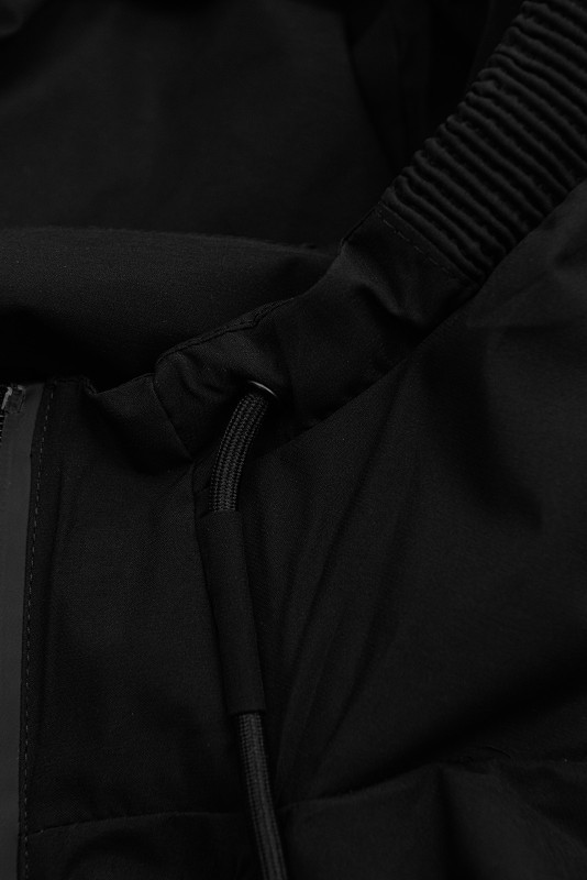 Čierna jarná parka s dvojcestným zipsom