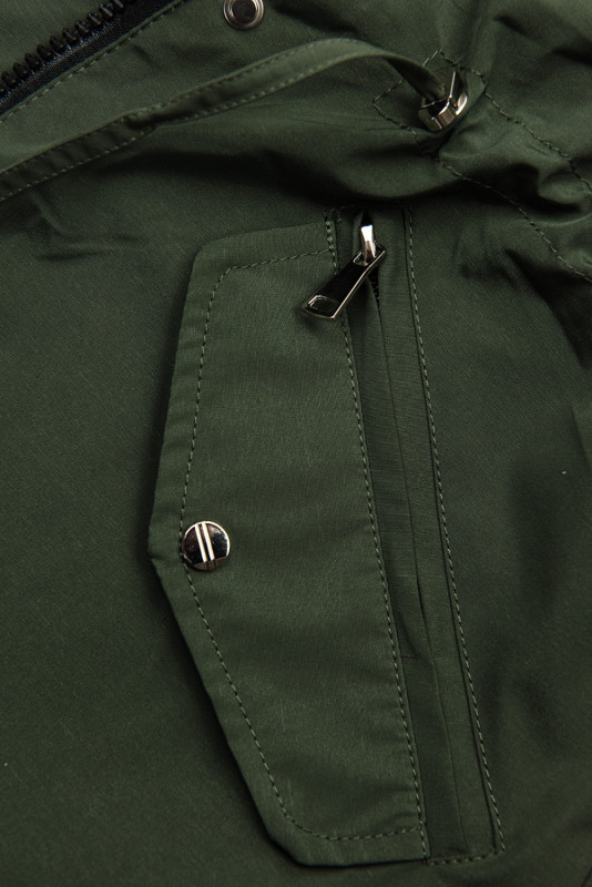 Prechodná obojstranná parka s kapucňou khaki/čierna