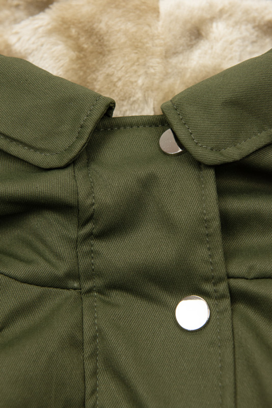 Khaki parka s vyberateľným plyšovým futrom