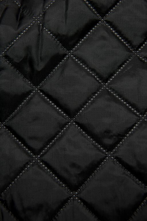 Tmavozelený kabát s koženkovými detailami