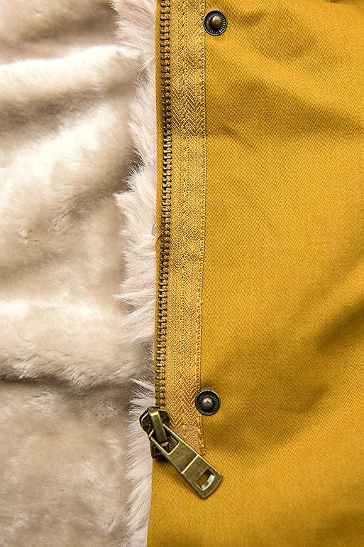 Parka s umelou kožušinou mustard/béžová