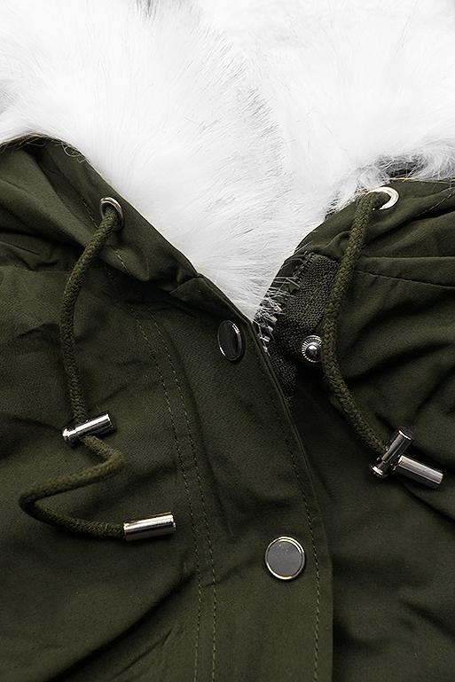 Zeleno/biela parka na zimu s odnímateľnou podšívkou