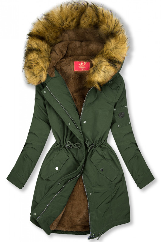 Army zelená parka s odopínateľnou kožušinou