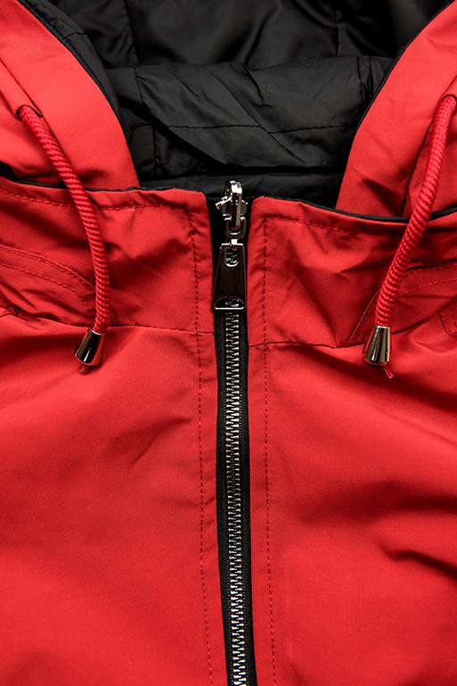 Jarná obojstranná parka, červená-čierna