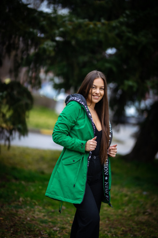 Ľahká prechodná parka FASHION čierna/khaki