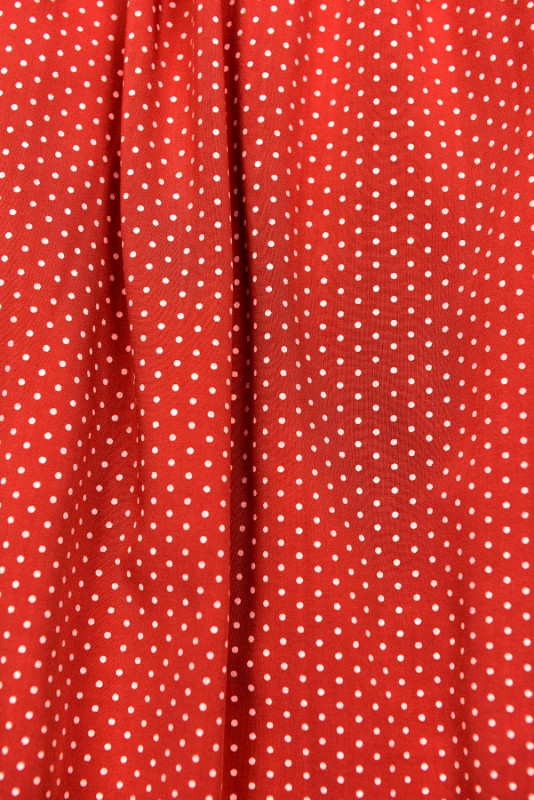 Červené retro bodkované šaty s mašľou