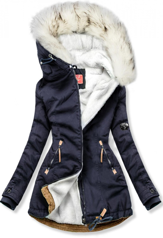Modro-biela parka s plyšom