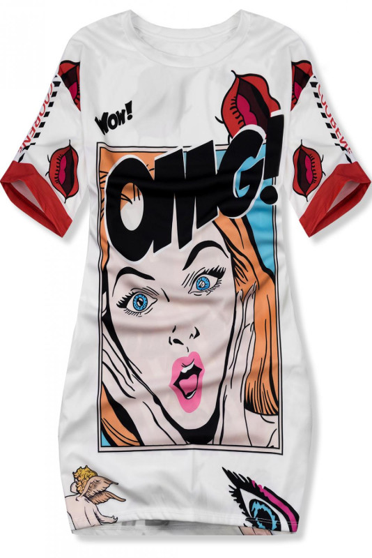 Biele komiksové šaty OMG