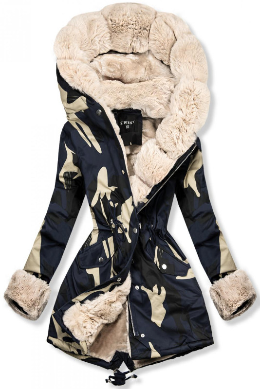 Army parka s krémovou kožušinou
