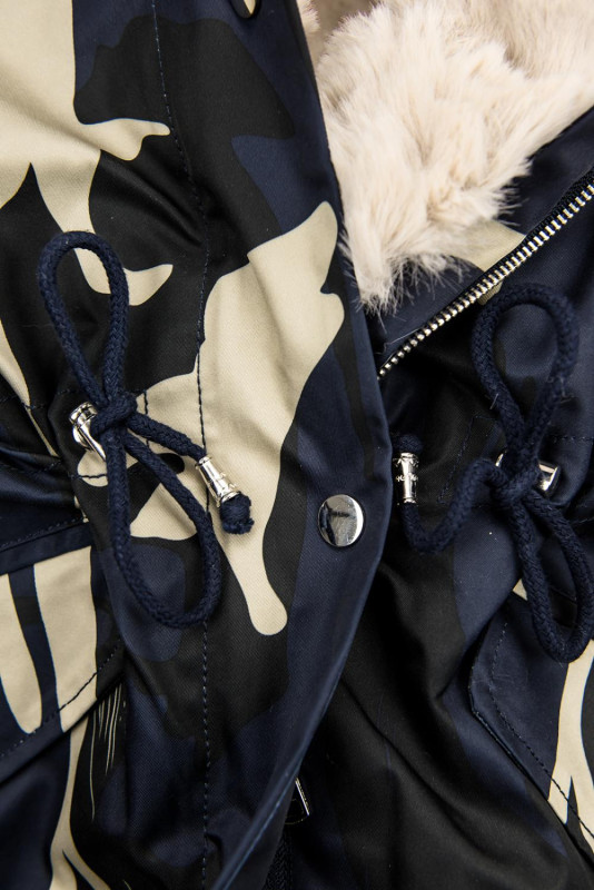 Army parka s krémovou kožušinou