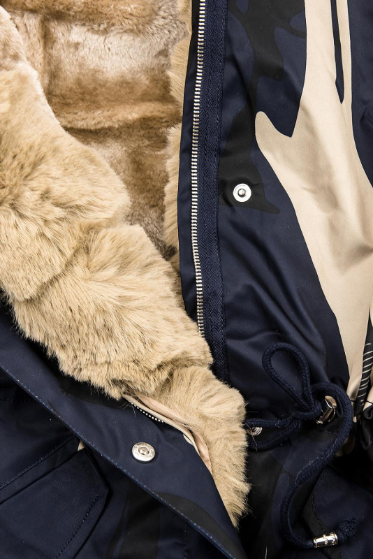 Army parka s hnedou kožušinou