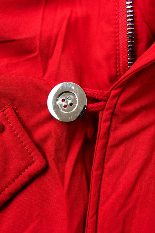 Červená bomber bunda s kožušinou