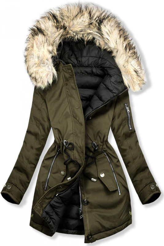 Khaki obojstranná zimná parka