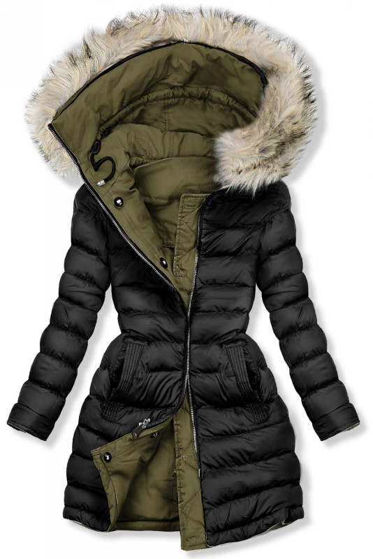 Khaki obojstranná zimná parka