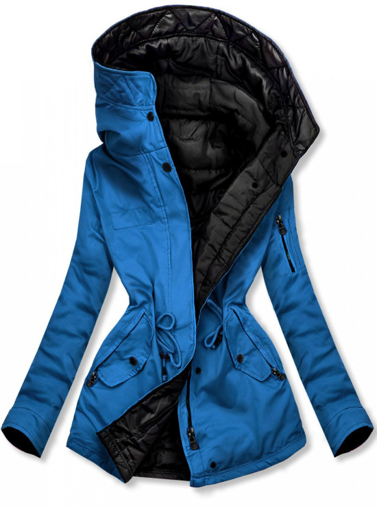 Modro-čierna obojstranná krátka parka