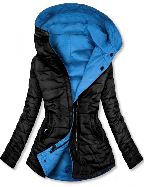 Modro-čierna obojstranná krátka parka