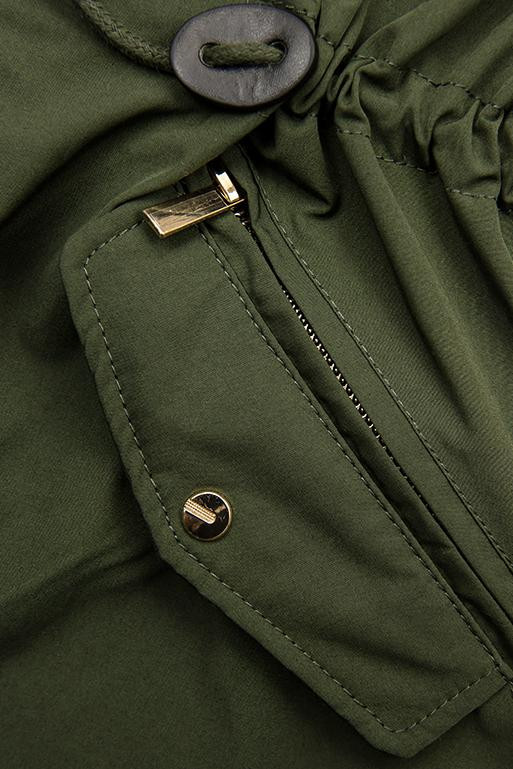 Khaki obojstranná parka s leopardím vzorom