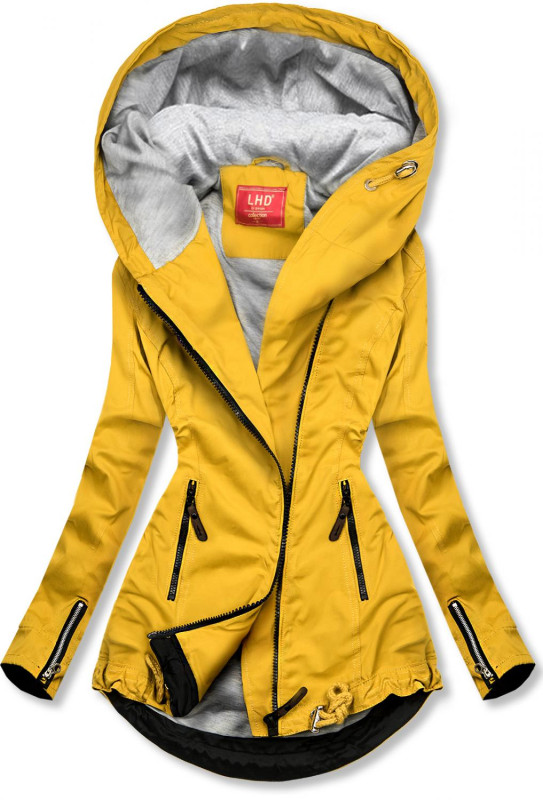 Žltá prechodná parka so sivou podšívkou