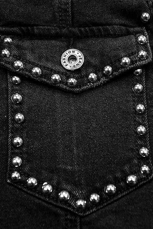 Čierna jeans sukňa so striebornými nitmi