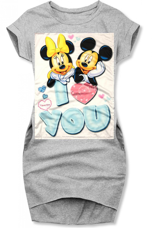 Sivé šaty I LOVE YOU