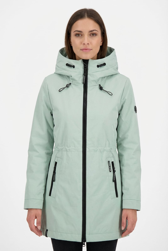 Mätovozelená jarná parka s vysokým golierom