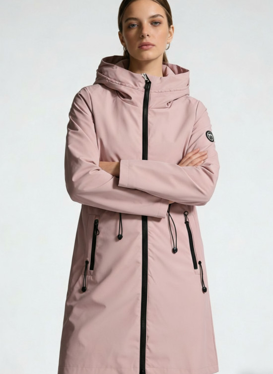 Staroružová jarná parka so sťahovaním v páse