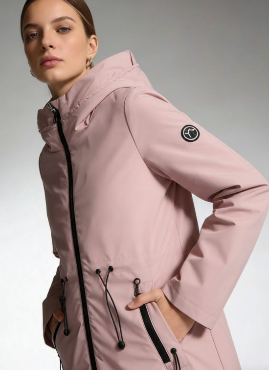 Staroružová jarná parka so sťahovaním v páse