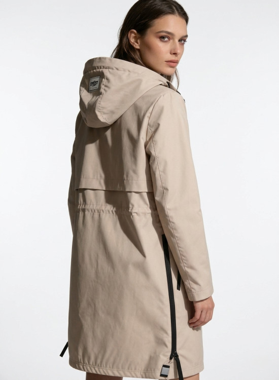 Béžová prechodná parka so sťahovaním v páse