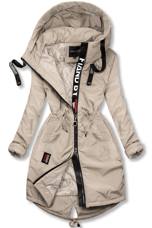 Béžový predĺžený plášť/parka