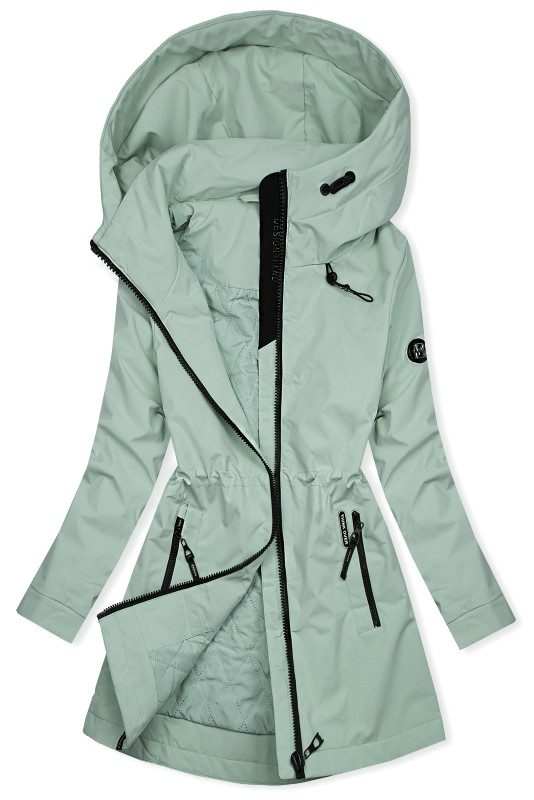 Mätovozelená jarná parka s vysokým golierom