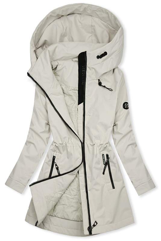 Krémová jarná parka s vysokým golierom