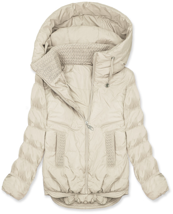 Prechodná bunda s kapucňou krémová