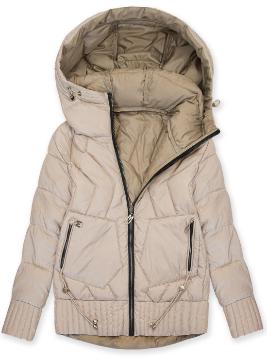 Obojstranná bunda s kapucňou béžová