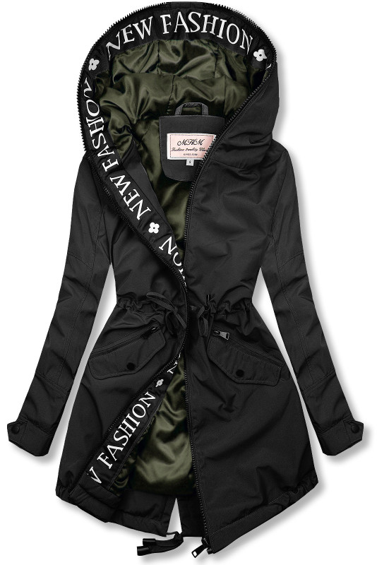 Ľahká prechodná parka FASHION čierna/khaki