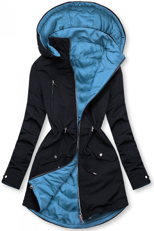 Parka s odopínateľnou kapucňou tmavomodrá/modrá